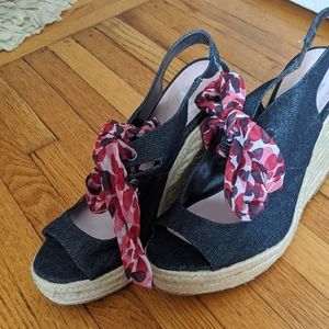 Crown Vintage Denim/Floral Wedges